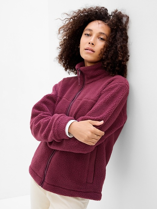 burgundy sherpa jacket