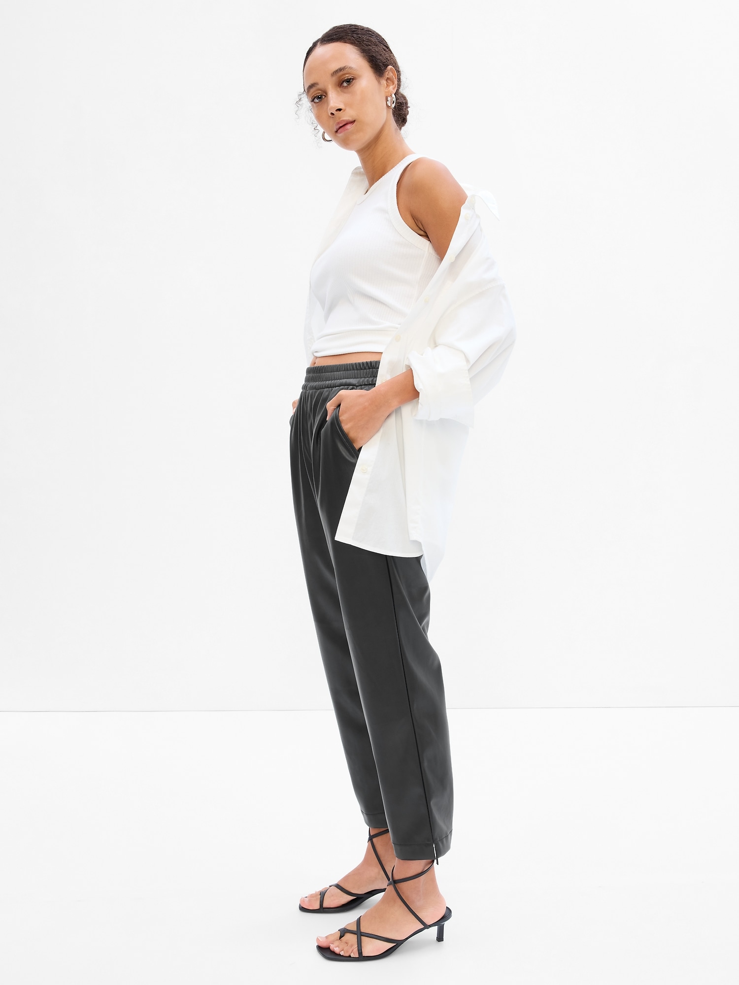 Vegan-Leather Easy Pants | Gap Factory