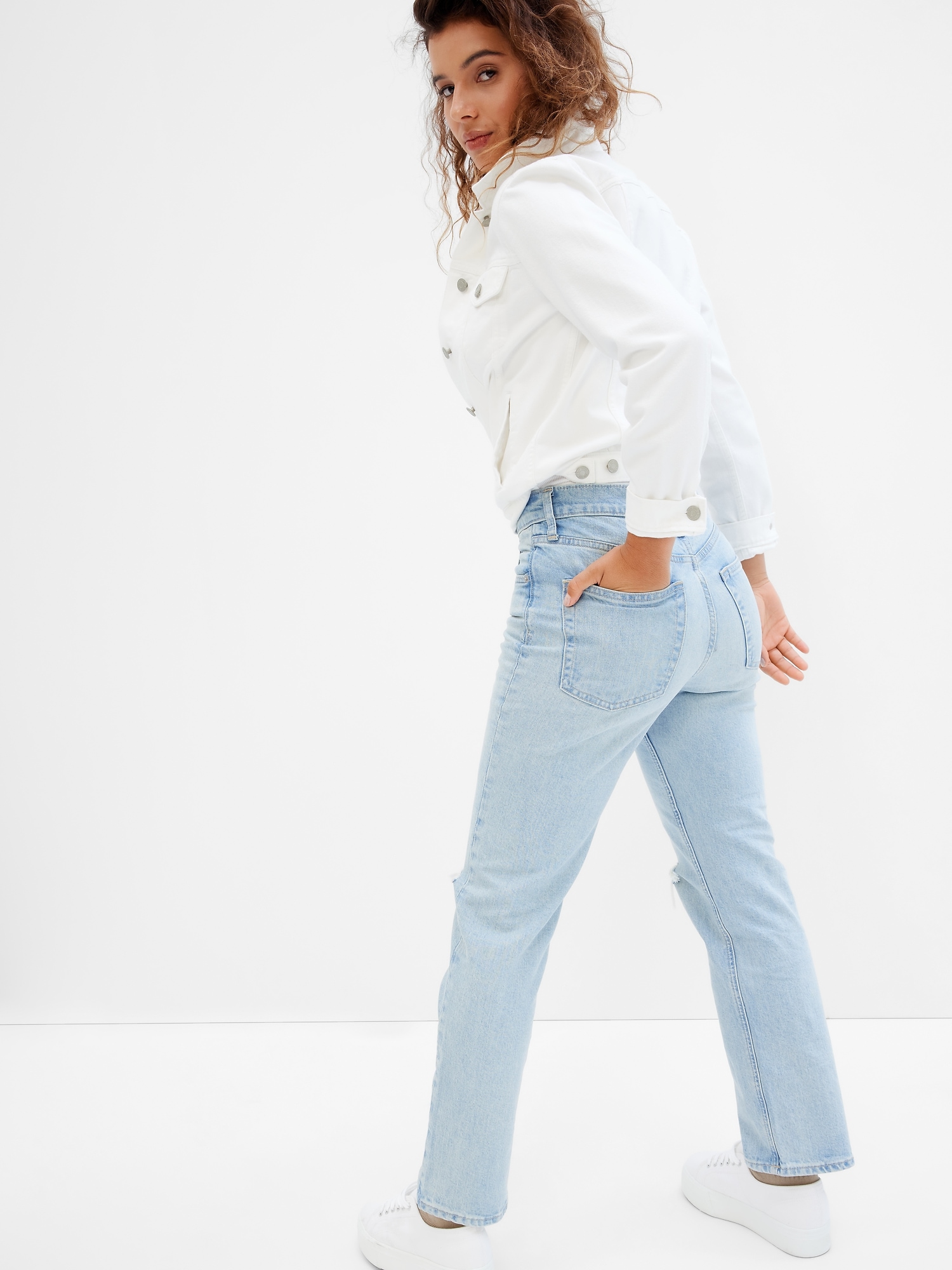 High Rise Destructed 90s Original Straight Jeans