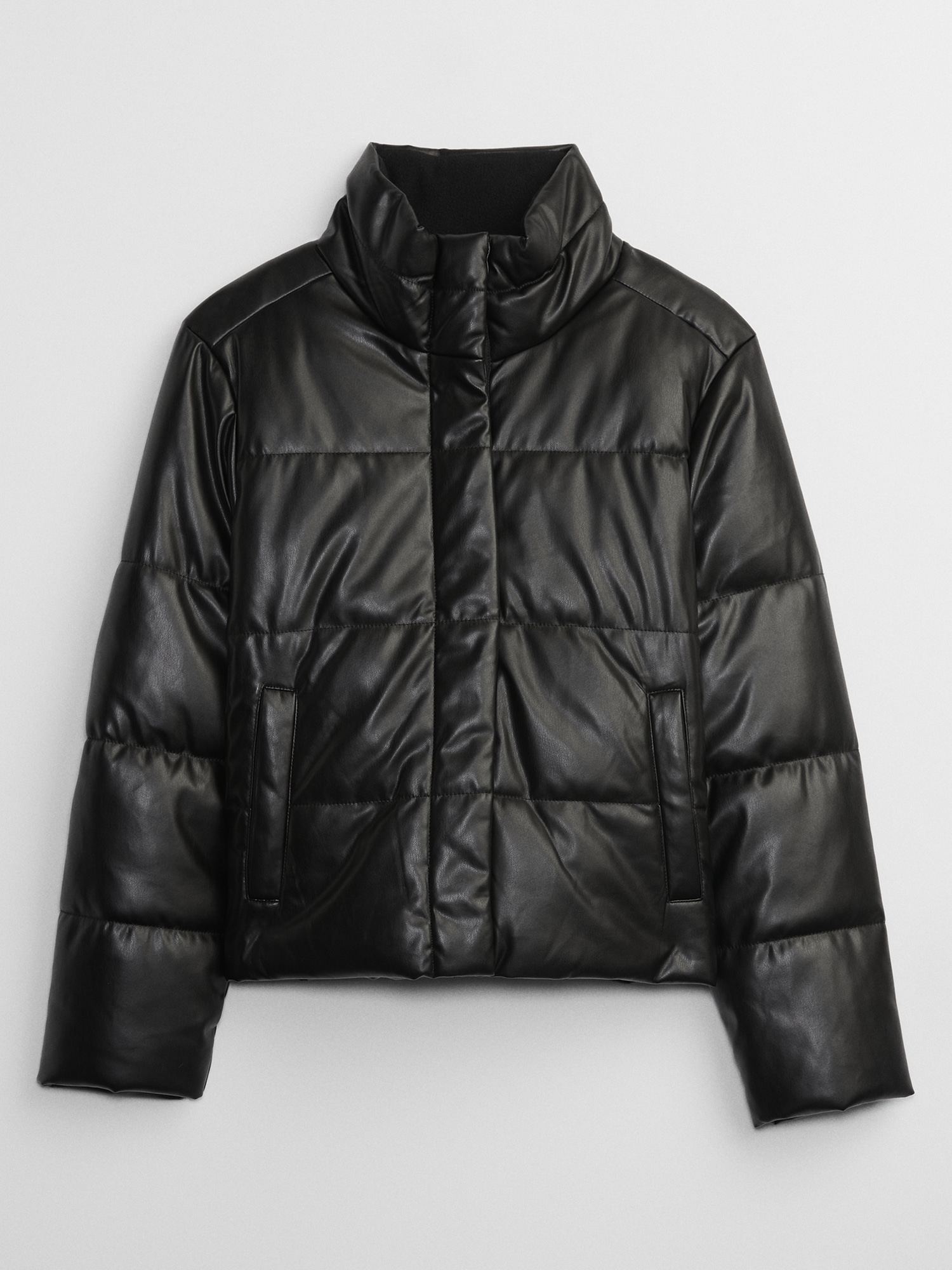 Faux Leather Puffer Jacket