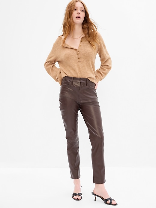 Image number 5 showing, High Rise Vintage Slim Faux-Leather Pants