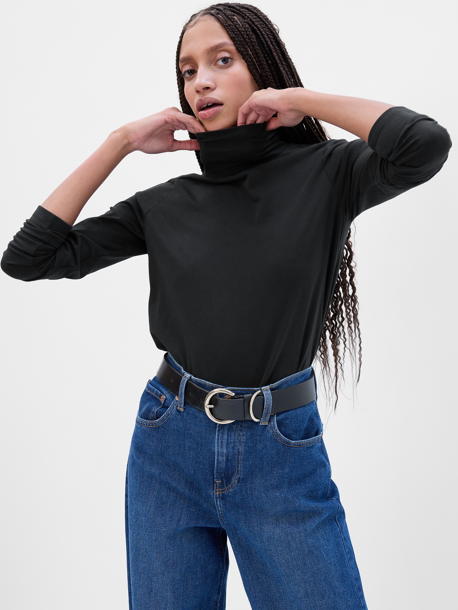 Stretch turtleneck clearance top