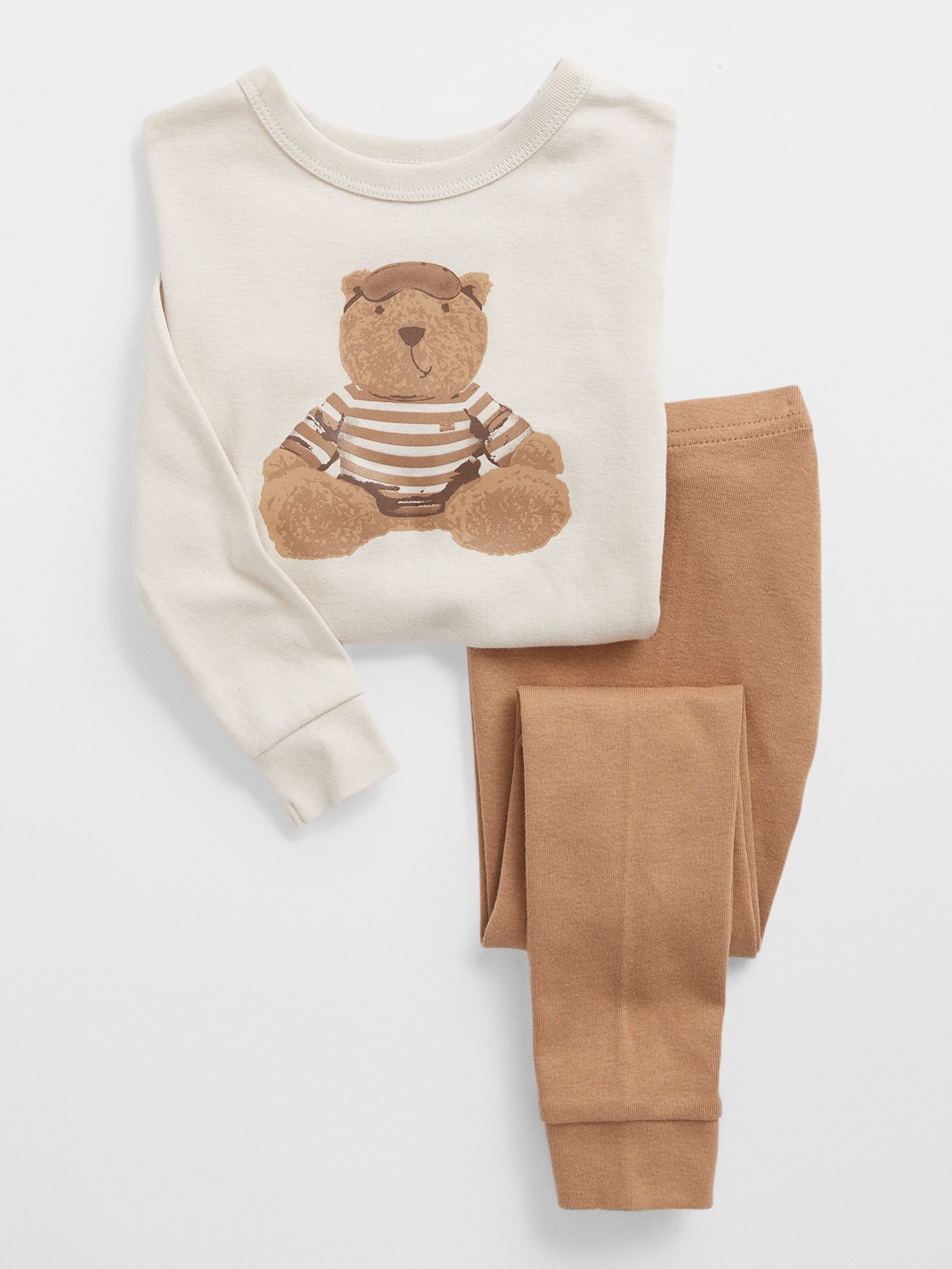 PATSAN Organic Cotton 2-Piece Baby Booties Pajamas Bottom Set Bear