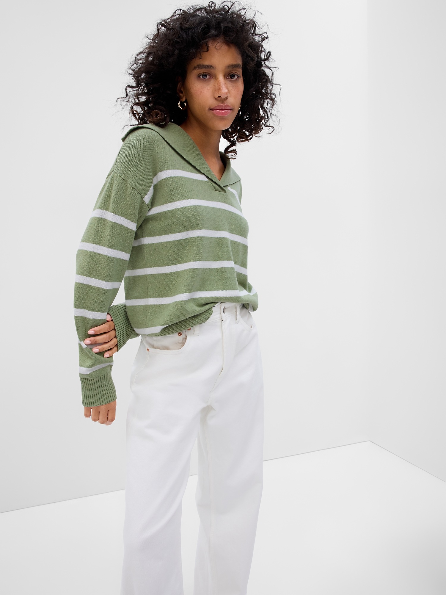 Stripe Wide-Collar Sweater | Gap Factory