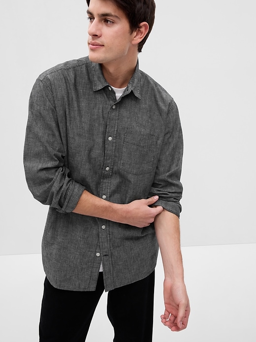 Chambray Shirt in Untucked Fit | Gap Factory