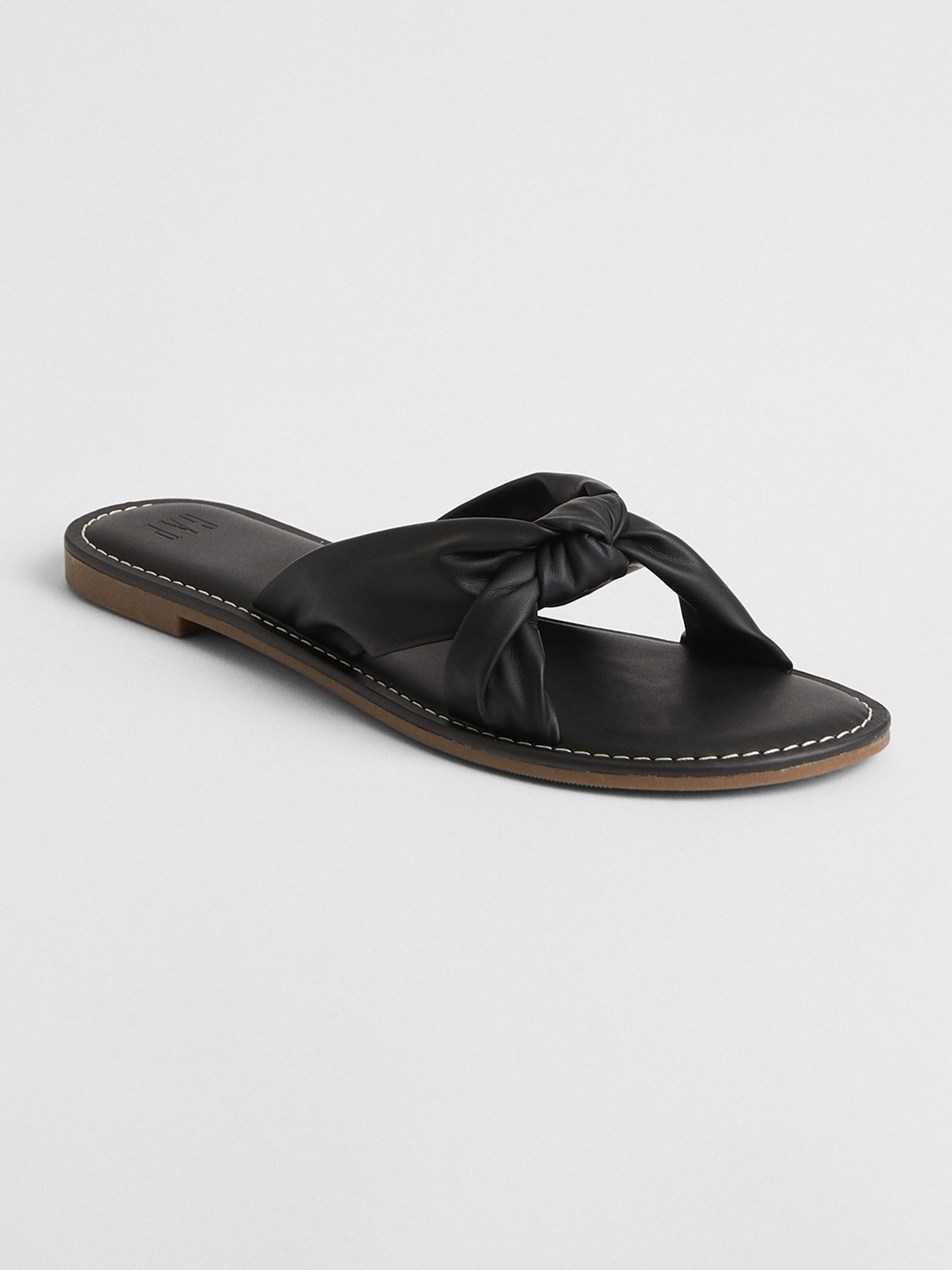 Vegan-Leather Top-Knot Sandals