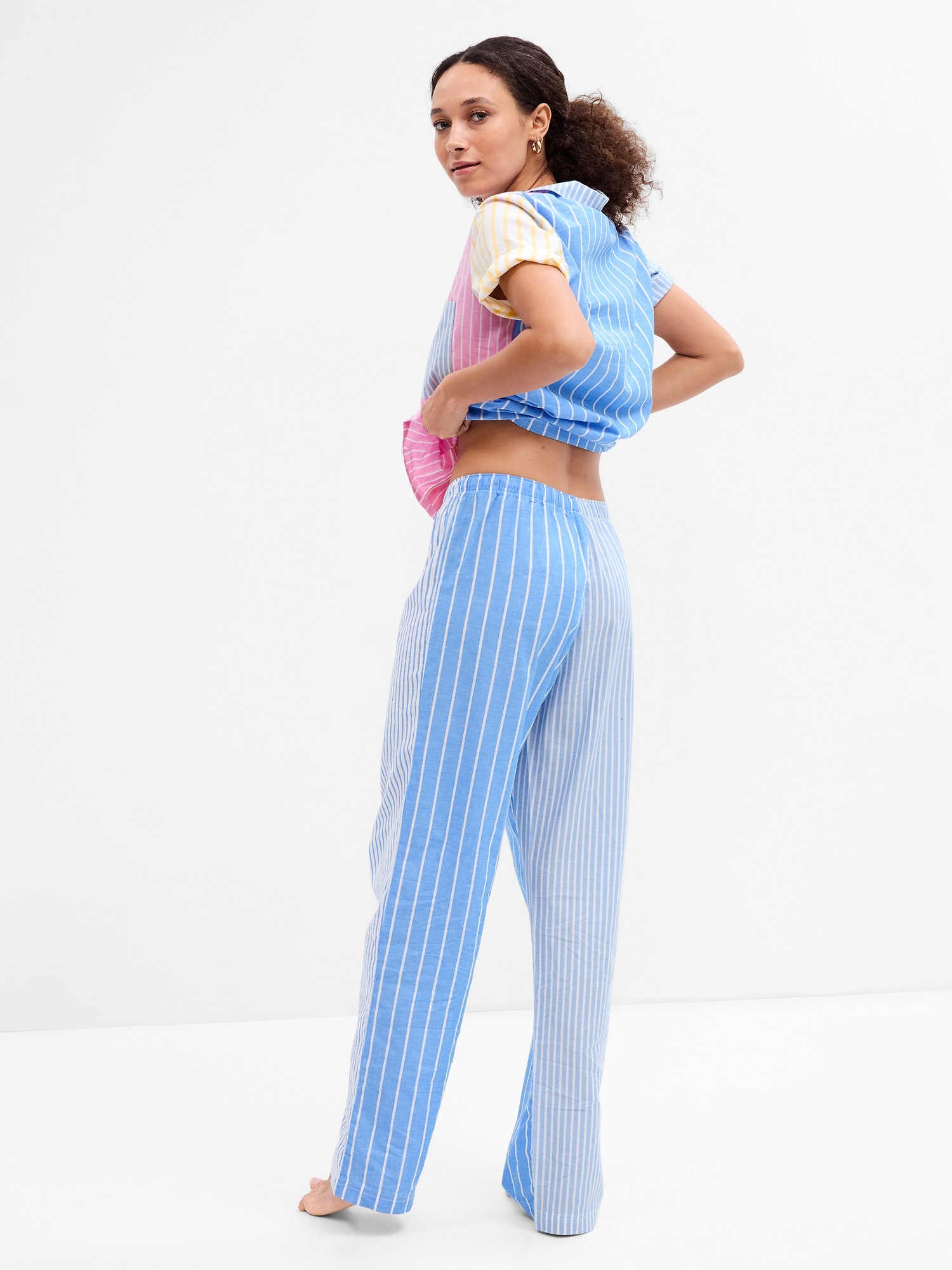 Old Navy Women Stripe Patchwork Cotton Pajama Sleep Shorts Blue Size XXS