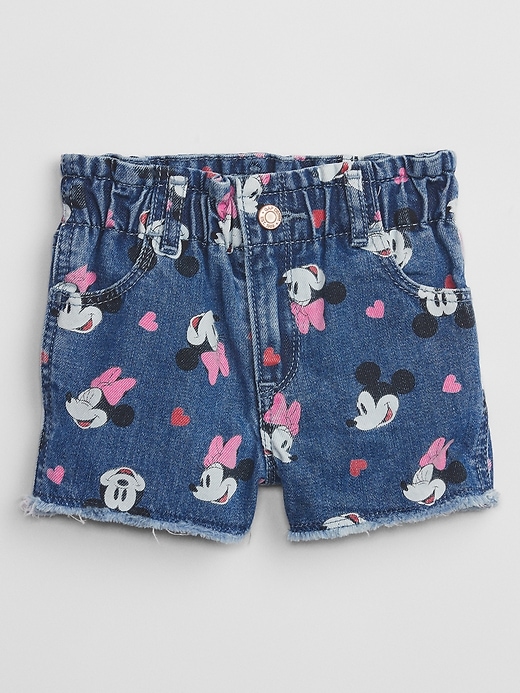 Image number 1 showing, babyGap &#124 Disney Mickey Mouse and Minnie Mouse Paperbag Mom Jean Shorts