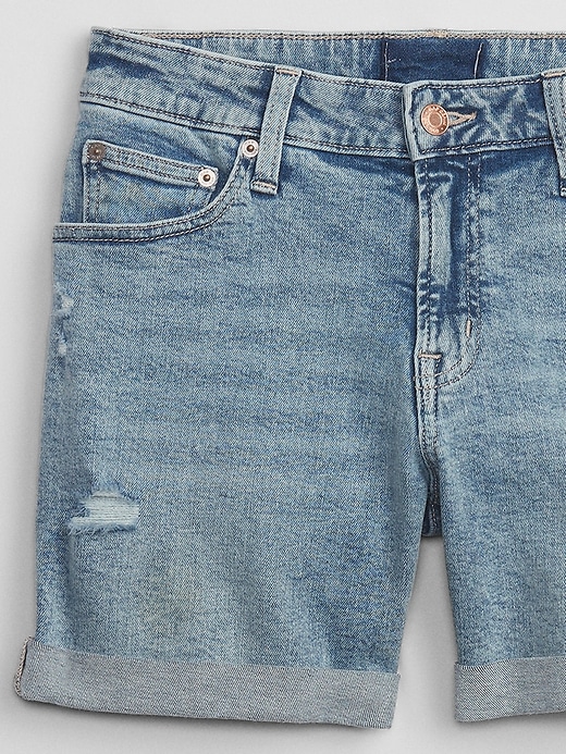 Image number 6 showing, 5" Mid Rise Distressed Denim Shorts