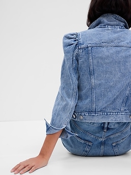 Puff Sleeve Icon Denim Jacket with Washwell | Gap Factory