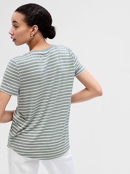 Luxe Stripe V-Neck T-Shirt | Gap Factory
