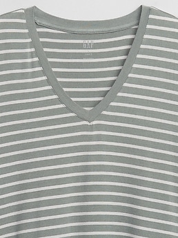 Luxe Stripe V-Neck T-Shirt | Gap Factory