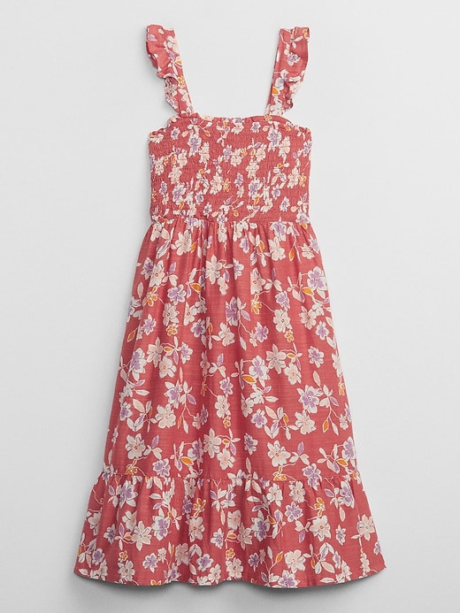 Image number 1 showing, Kids Smocked Print Midi Dress