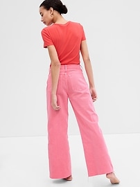 Bright Pink High Waist Adalae Wide Leg Jeans