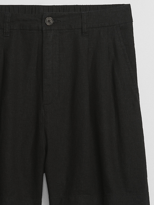 Image number 6 showing, 5" High Rise Pleated Linen Shorts