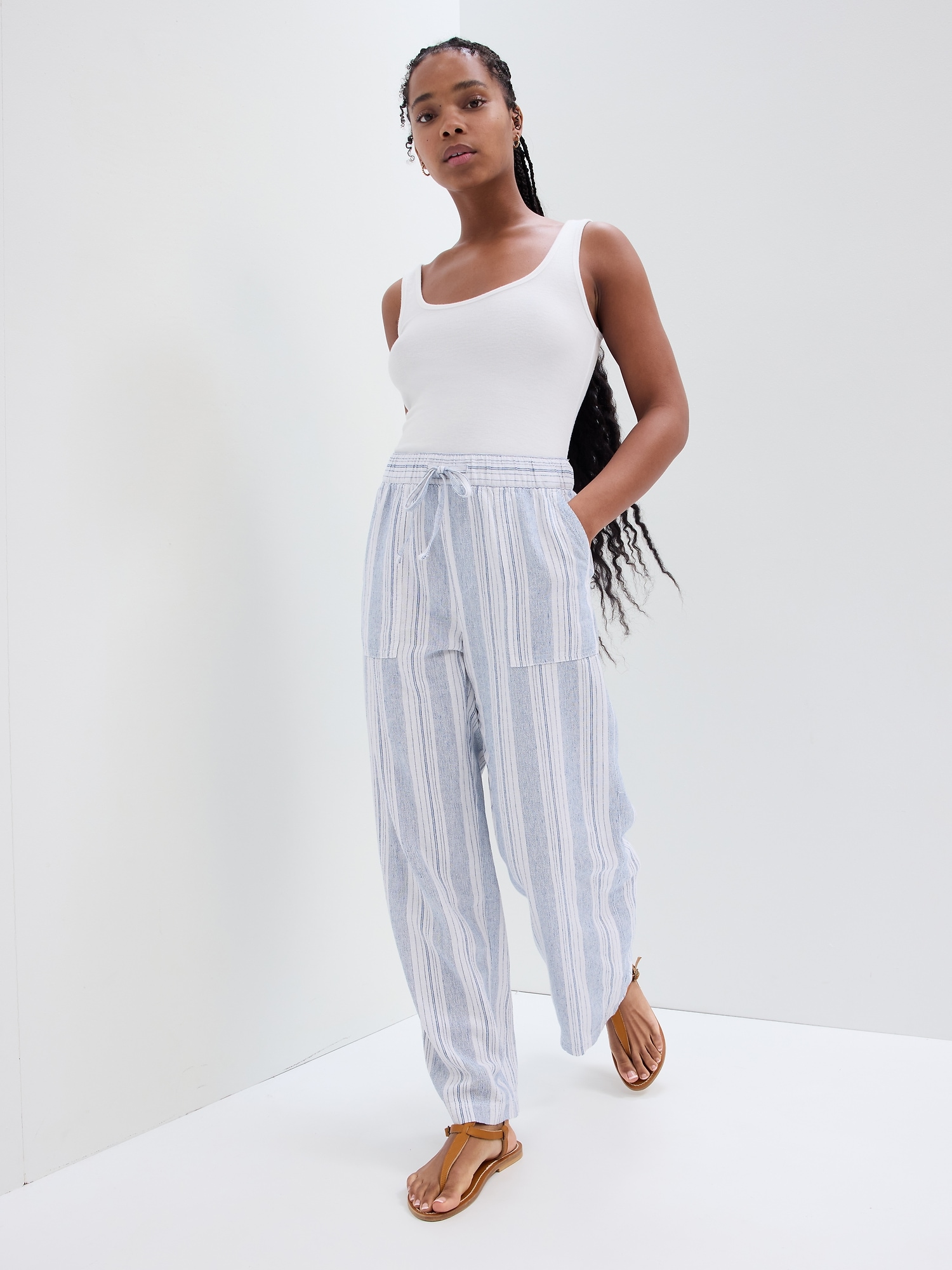 Tall linen-cotton blend drawstring pant  Pants for women, Drawstring pants,  Clothes