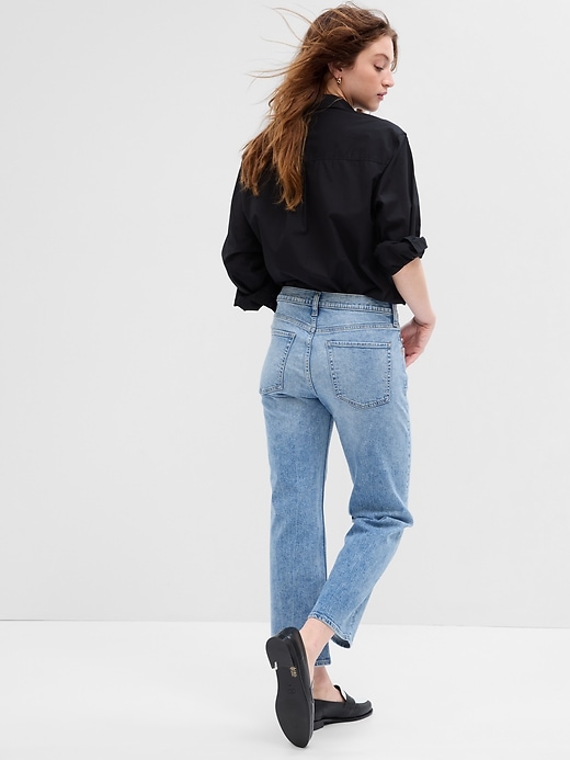 Image number 6 showing, Low Rise Distressed Straight Crop Jeans
