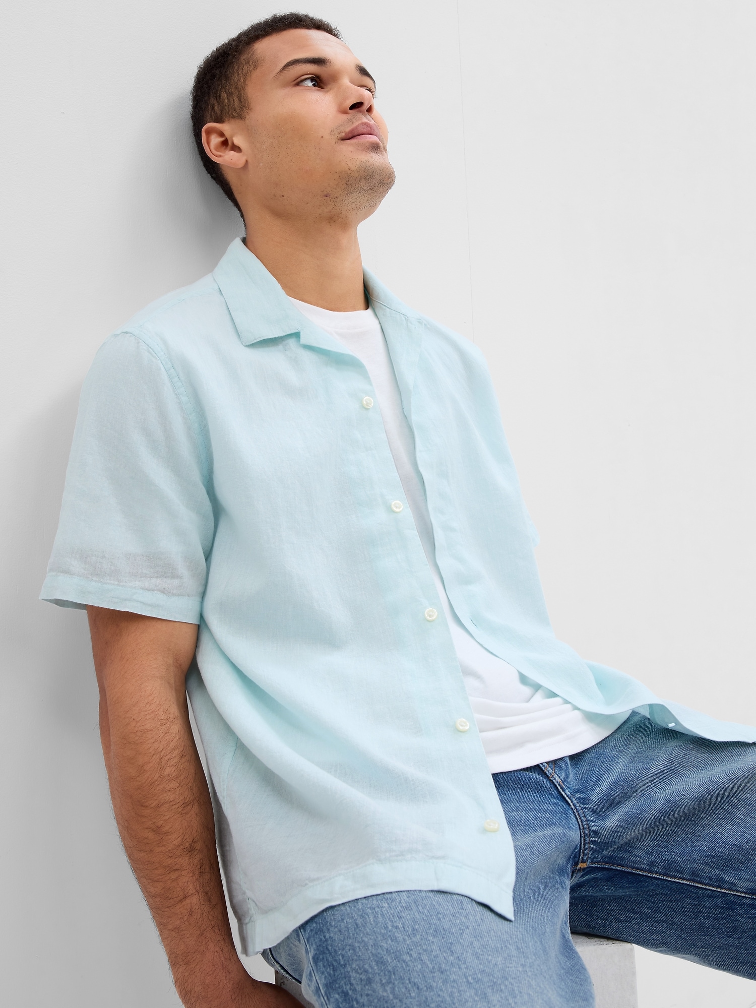 Linen-Blend Vacay Shirt in Standard Fit | Gap Factory