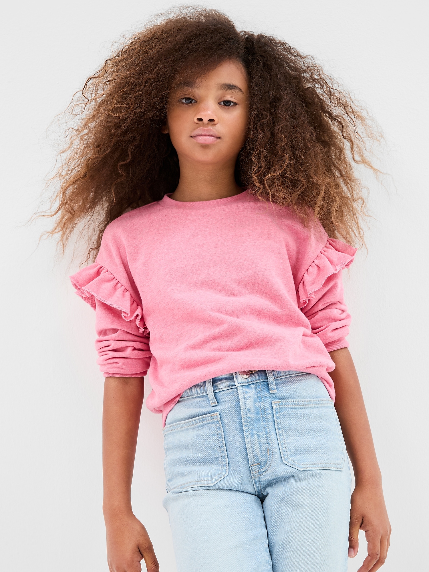 Pink store ruffle sweatshirt