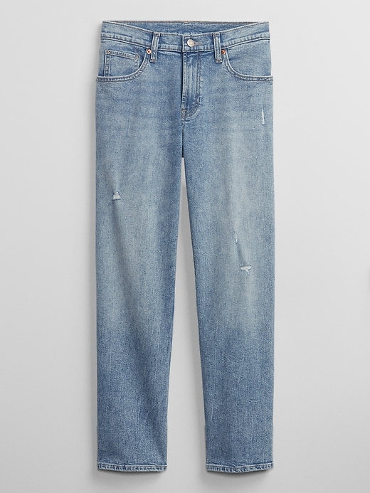 Image number 3 showing, Low Rise Distressed Straight Crop Jeans