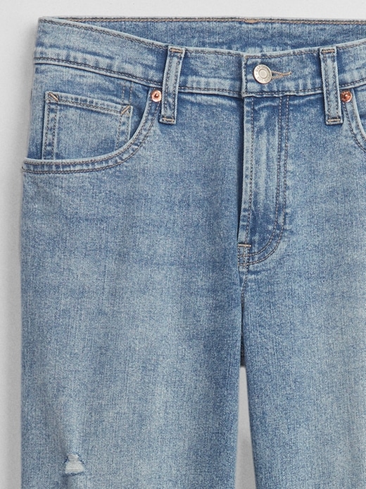 Image number 4 showing, Low Rise Distressed Straight Crop Jeans