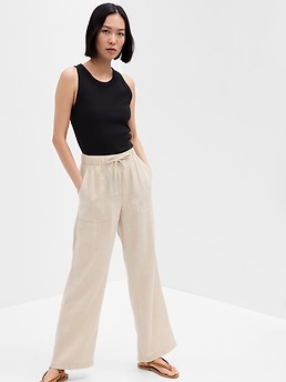 GAP Cream Girlfriend Chino Linen-Blend Pants  Linen blend pants, Clothes  design, Linen blend