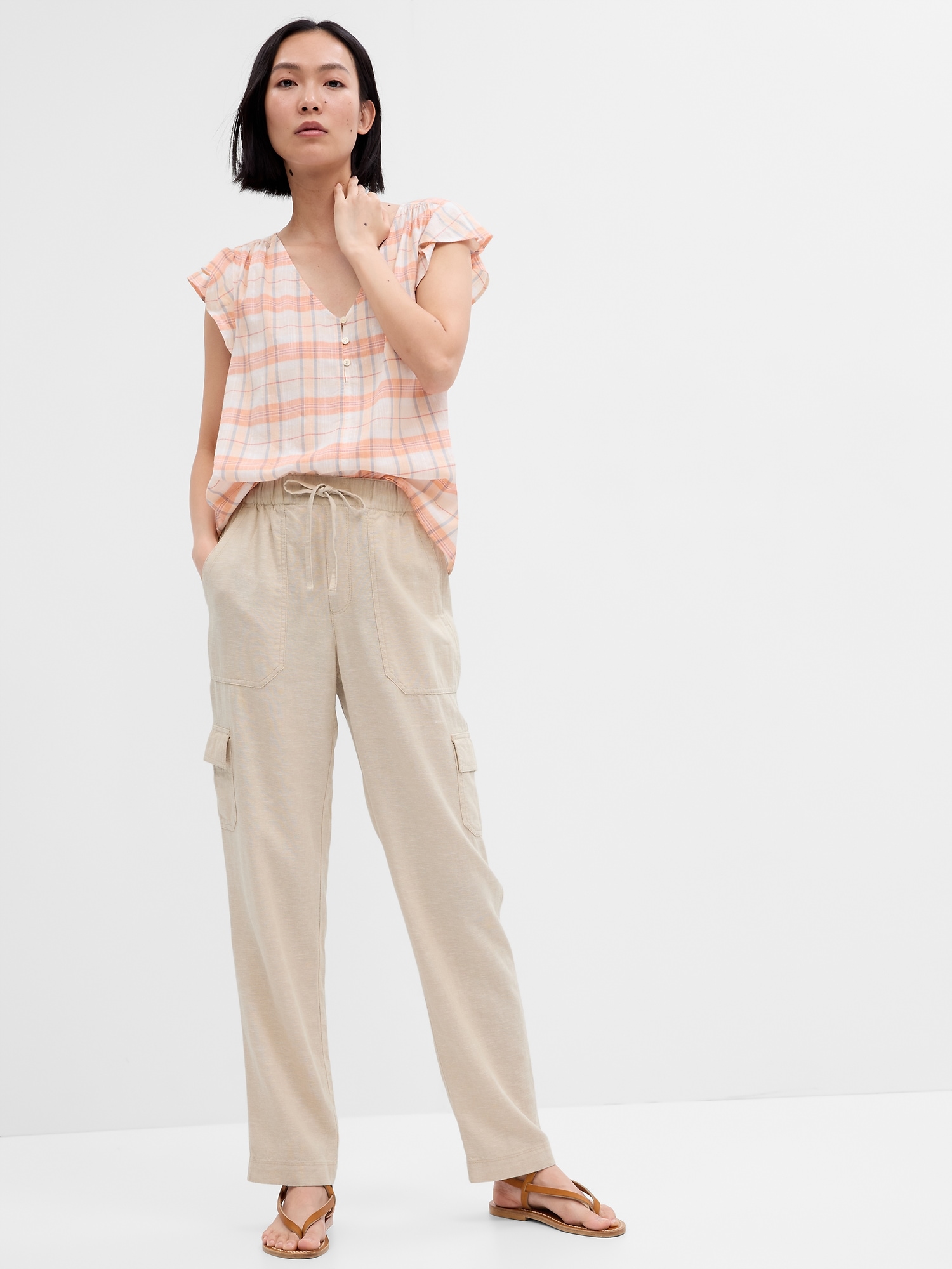 SELONE Linen Pants for Women Petite Drawstring With Pockets Plus Size Baggy  Elastic Waist Casual Long Pant Fashion Solid Loose Pants for Everyday Wear  Running Work Casual Event Khaki M - Walmart.com