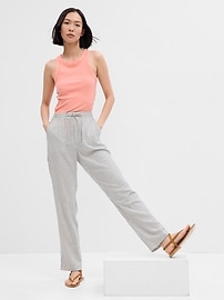 Linen Stripe Easy Pants with Washwell | Gap Factory