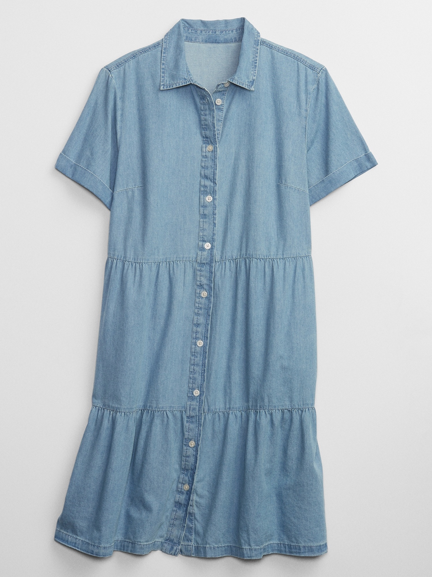 Denim Tiered Shirtdress