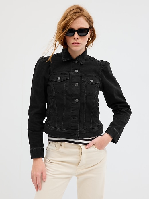 Puff Sleeve Icon Denim Jacket with Washwell | Gap Factory