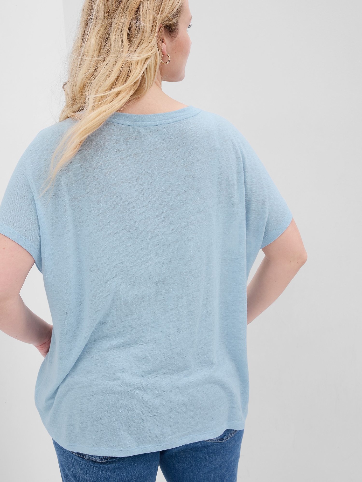 Green, Relaxed Linen T Shirt