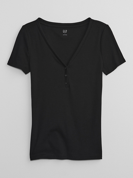 Image number 5 showing, Fitted Ribbed Henley T-Shirt