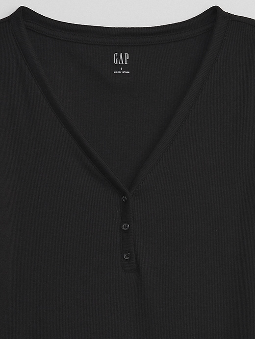 Image number 6 showing, Fitted Ribbed Henley T-Shirt