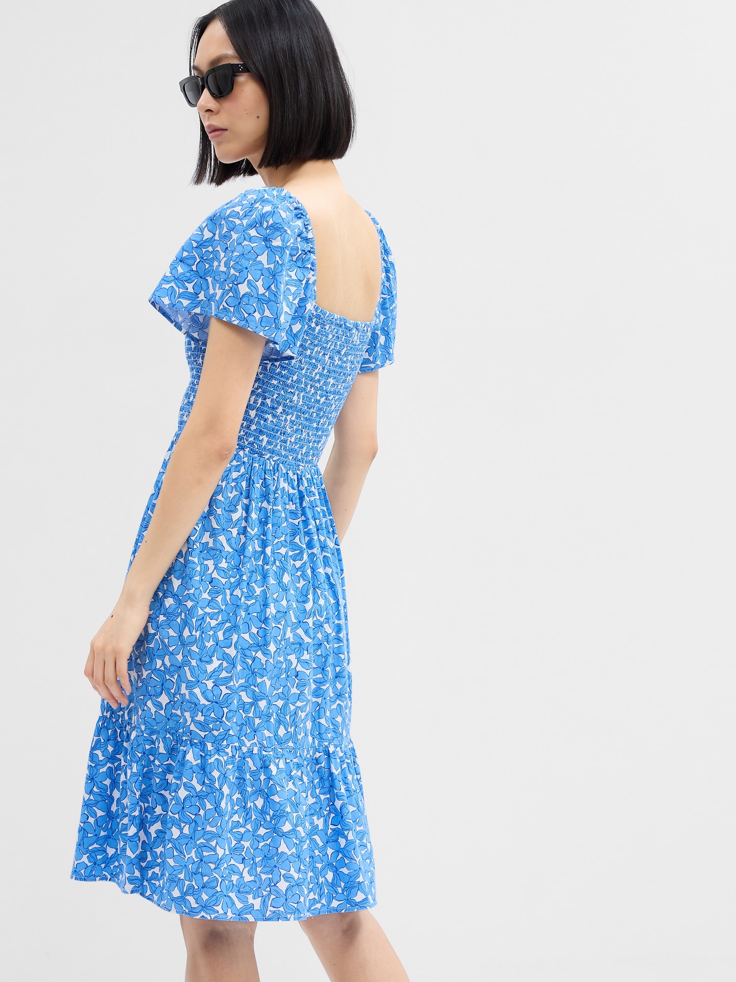 Smocked Squareneck Midi Dress | Gap Factory