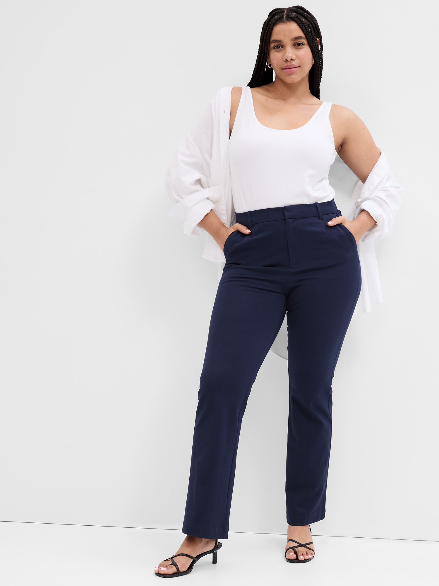 Kick It Navy Blue High-Waisted Trouser Pants | High waisted trouser pants, Blue  pants outfit, Navy blue pants outfit