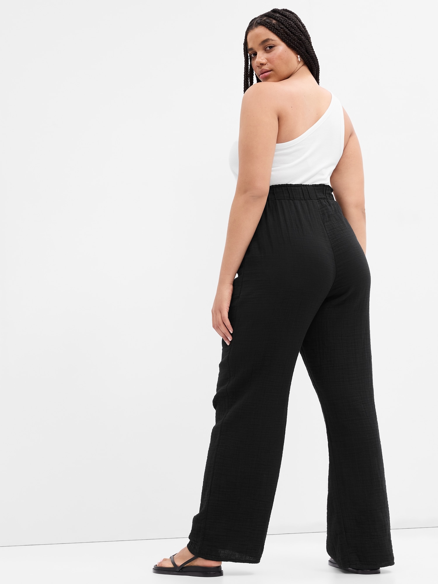 Mid Rise Gauze Wide-Leg Pull-On Pants | Gap Factory