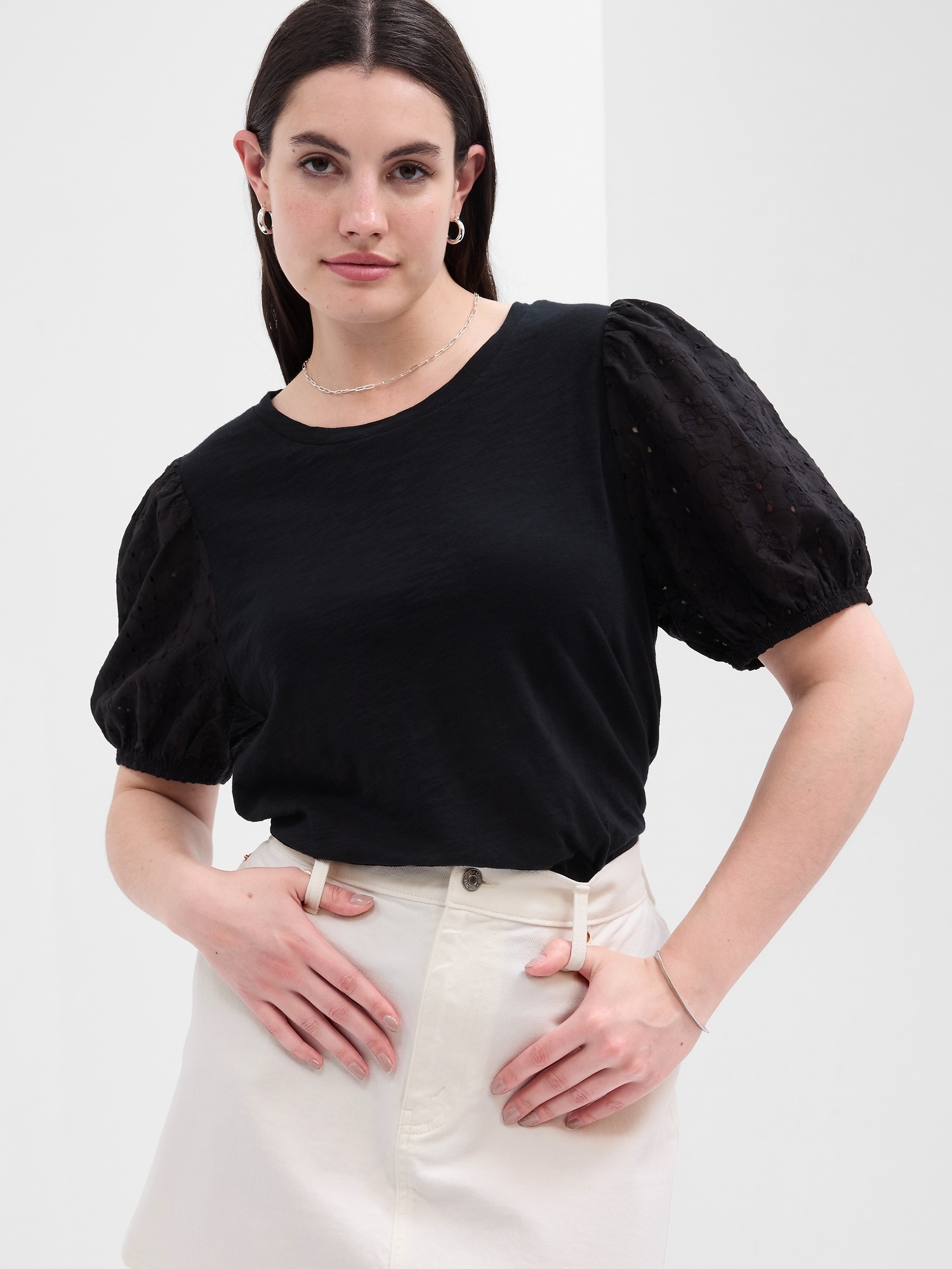 ForeverSoft Eyelet Puff Sleeve Top | Gap Factory