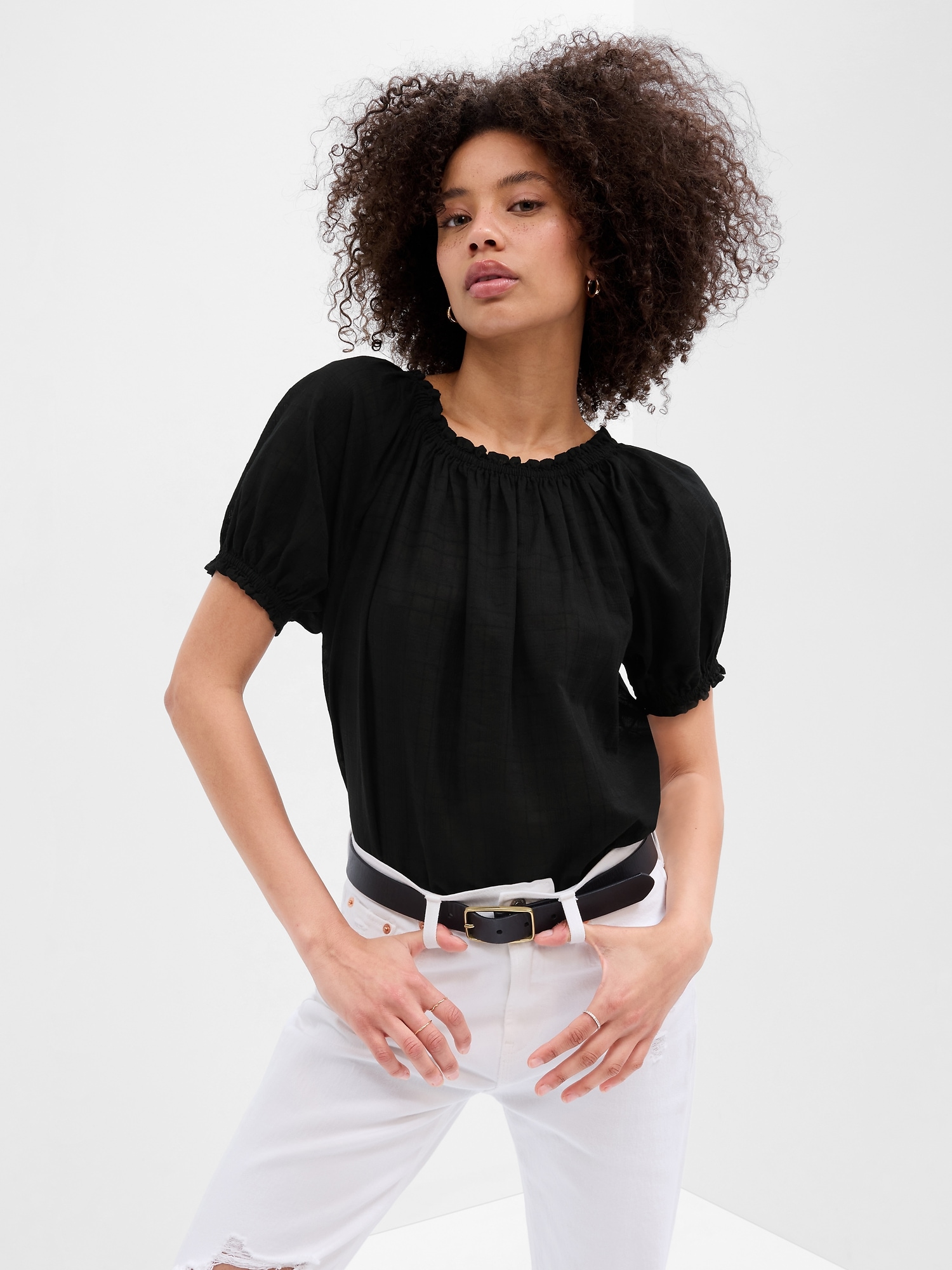 Relaxed Boatneck Puff Sleeve Top | Gap Factory