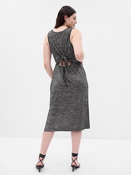 Softspun Fitted Tie-Back Midi Dress | Gap Factory