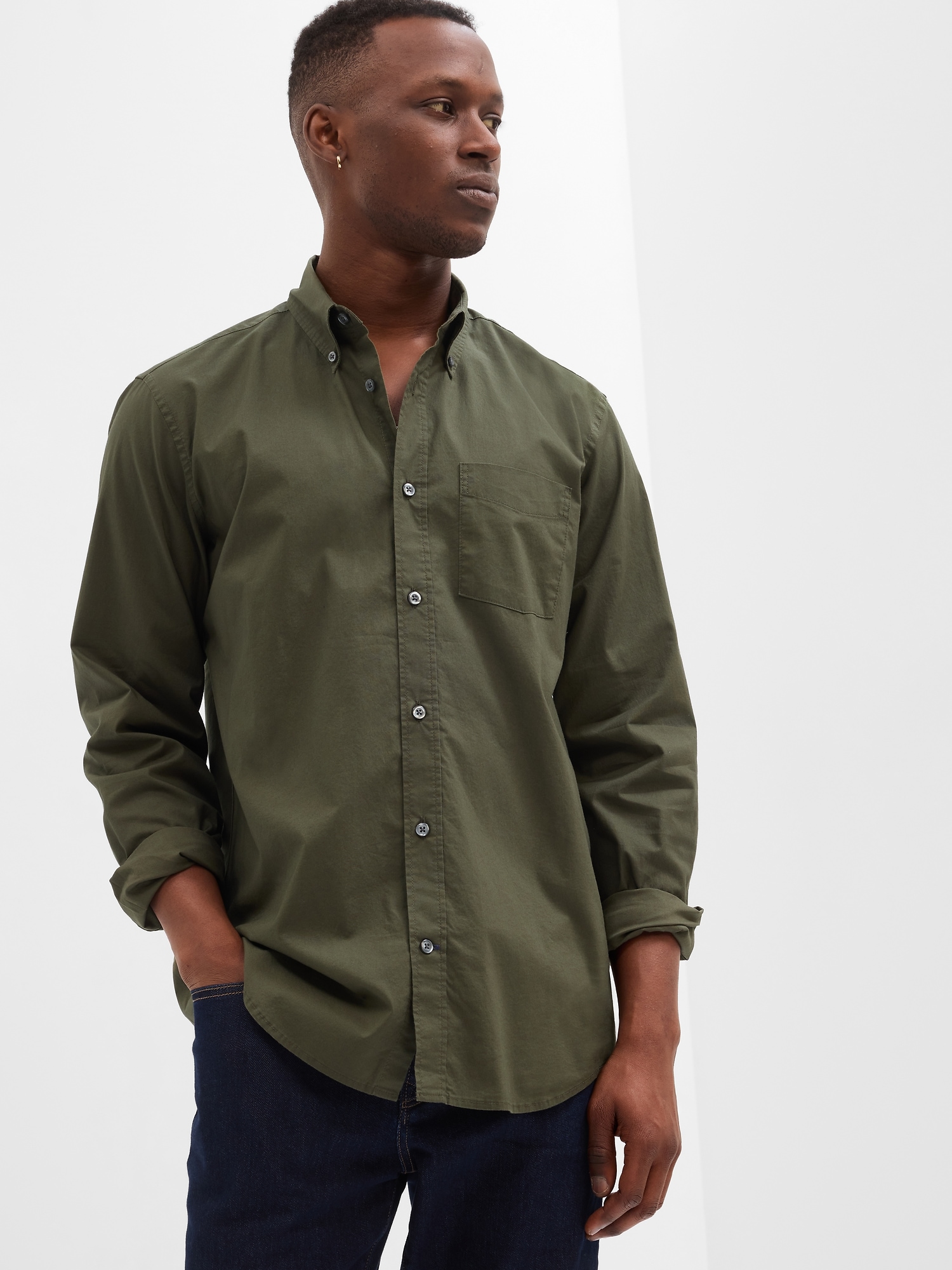 Stretch Poplin Shirt in Standard Fit