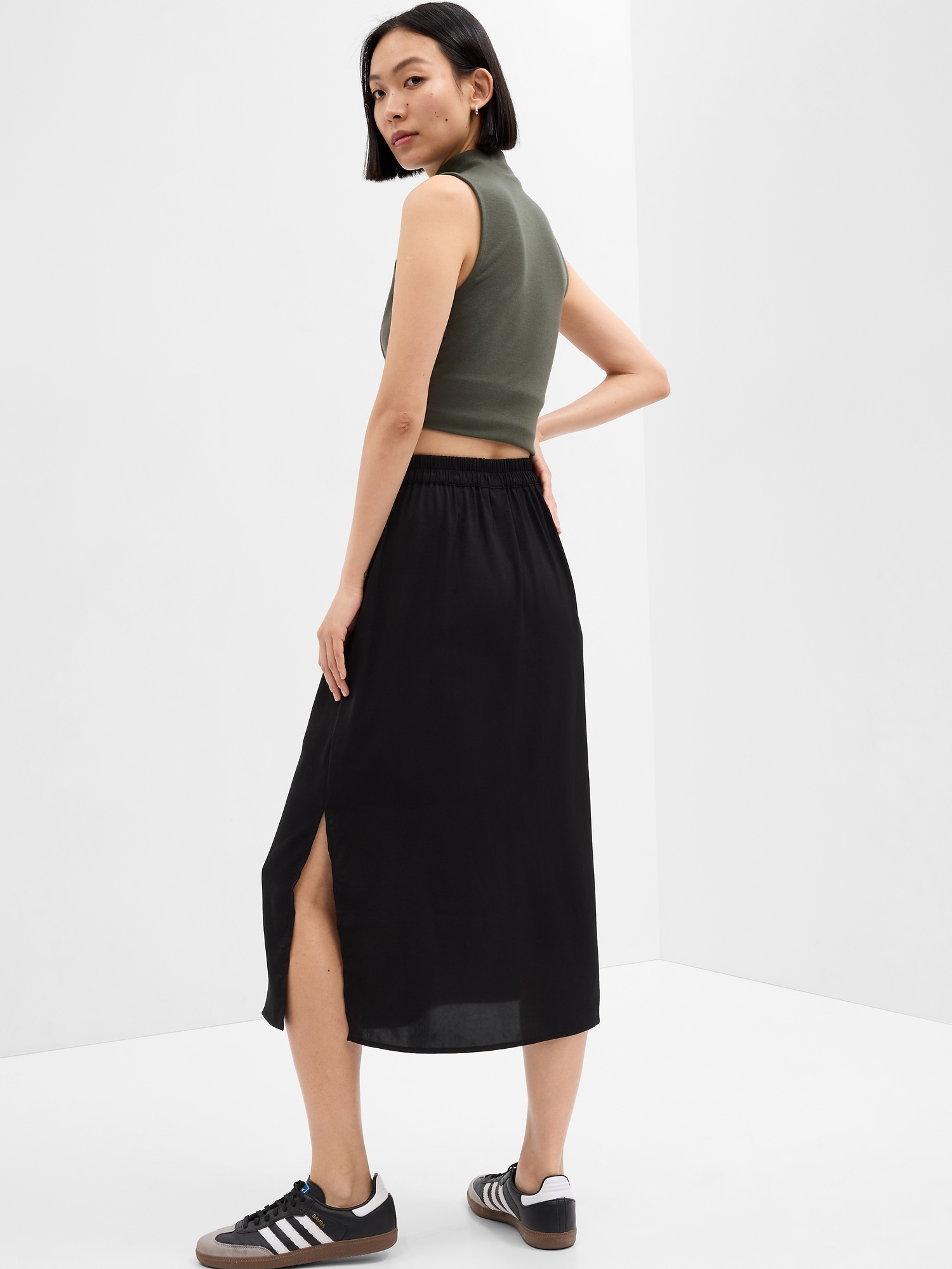 Satin Midi Slip Skirt | Gap Factory