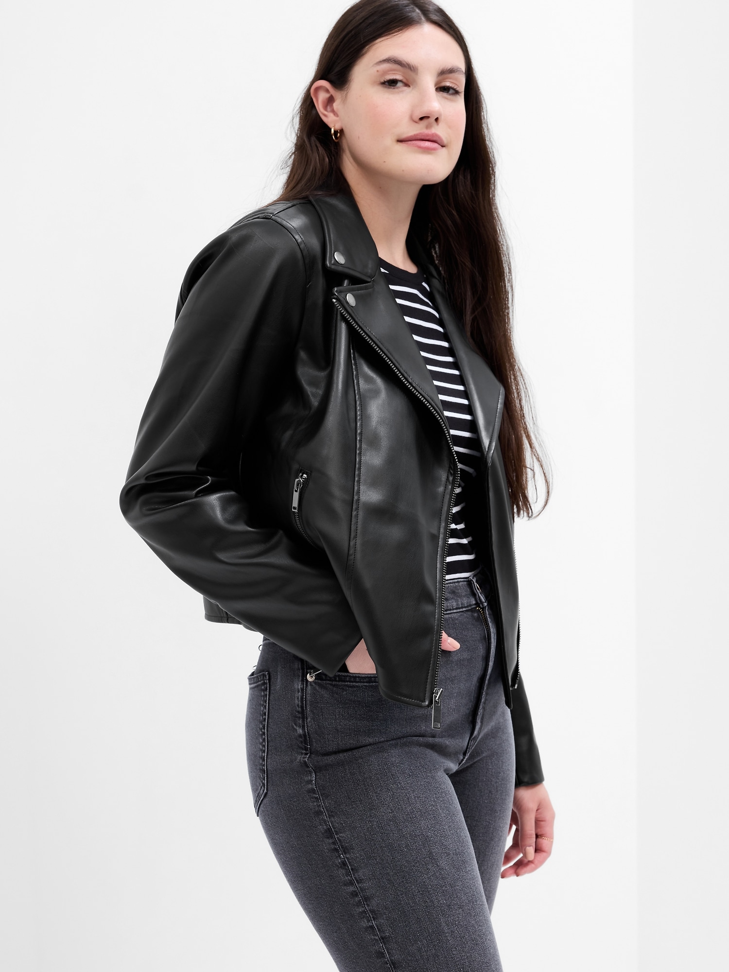 Scoop Women's Faux Leather Moto Jacket, Large Size