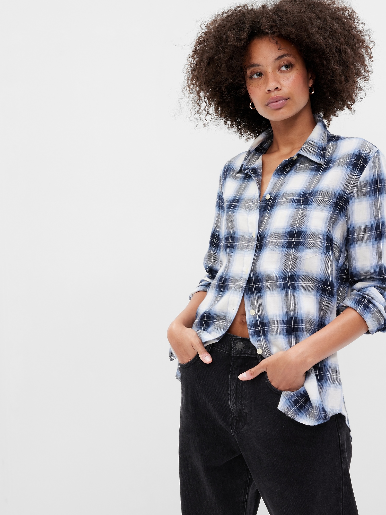 Relaxed Plaid Flannel Easy Shirt | Gap Factory