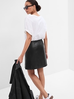 Good Time Vegan Leather Mini Skirt- Black - H&O
