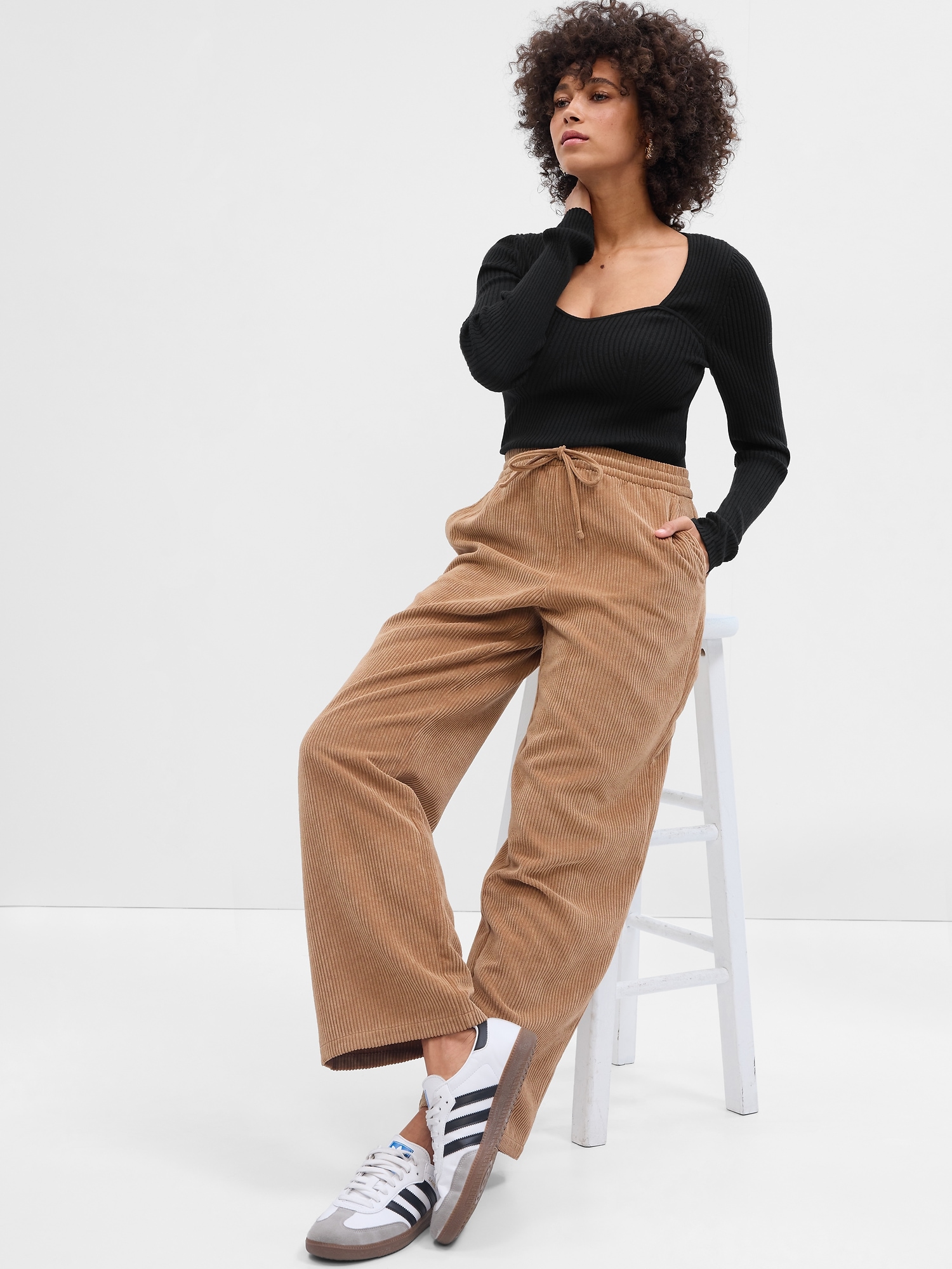 Generic Plus Size Stretch Corduroy Pants Women XL Brown @ Best Price Online