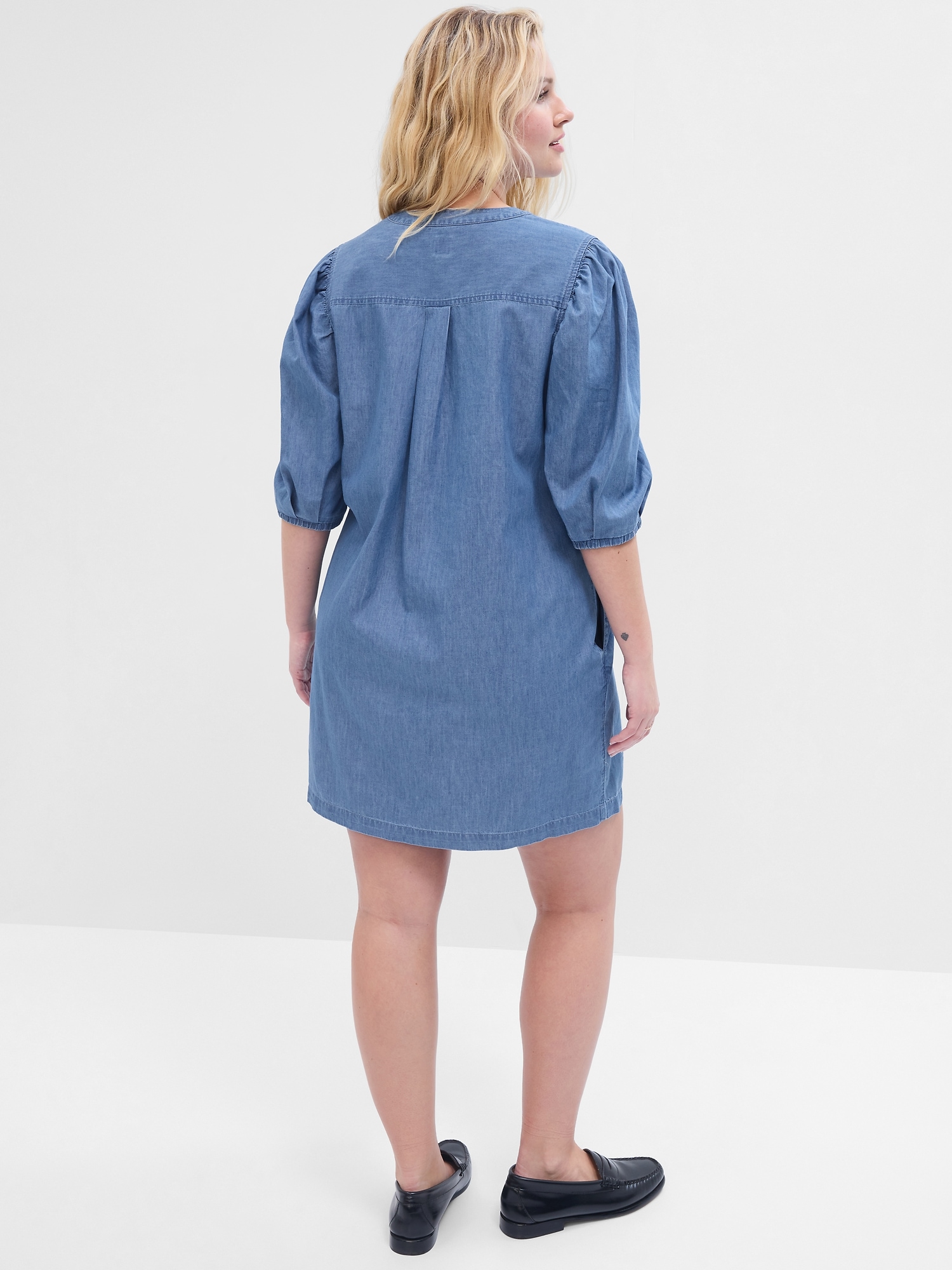 Puff Sleeve Denim Mini Dress | Gap Factory