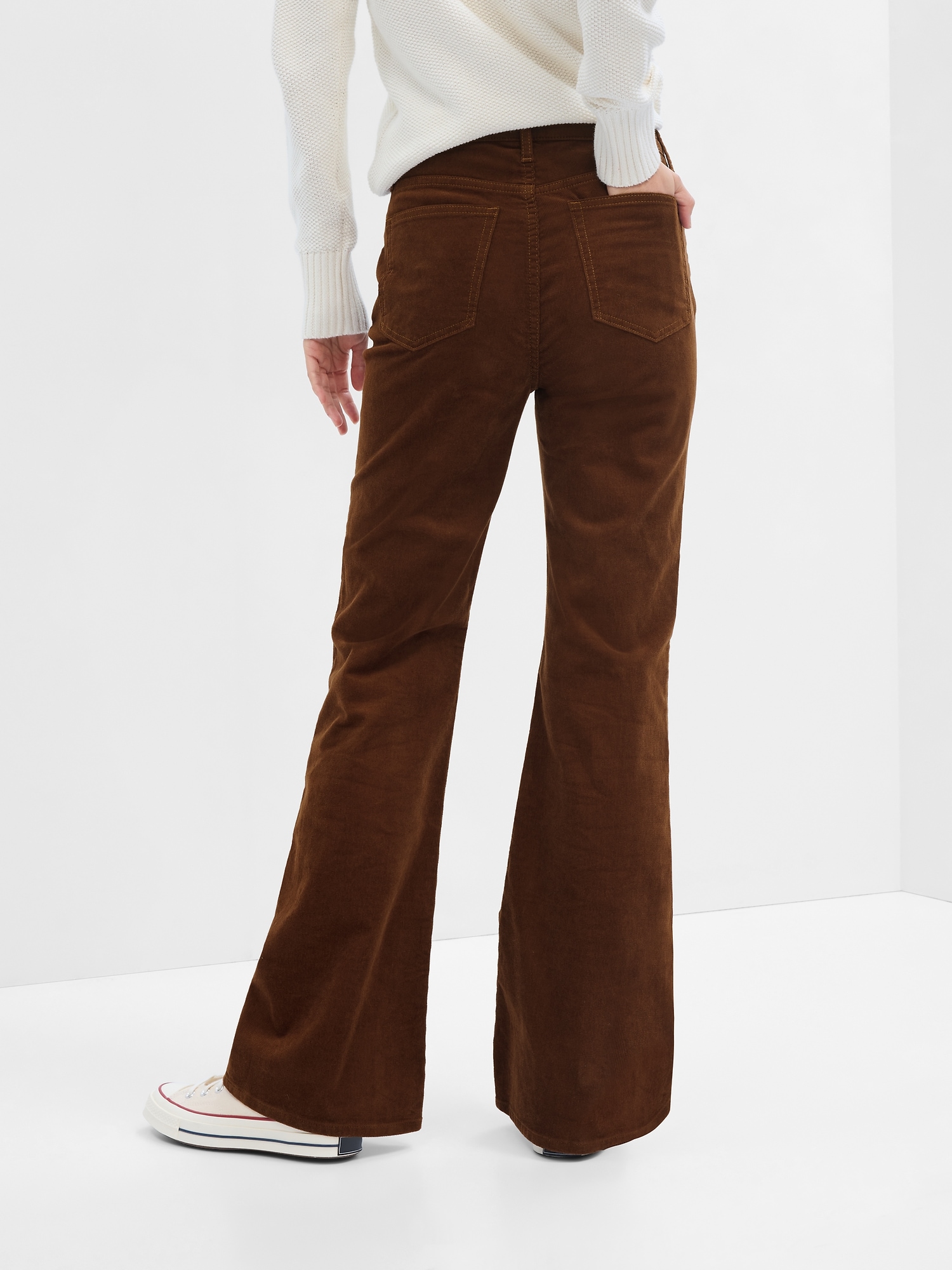 Men 60S 70S Slim Stretch Corduroy Bell Bottom Flared Pants Bootcut Long  Trousers