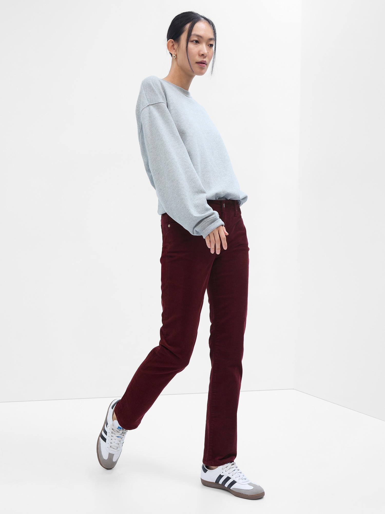 Straight mid-rise corduroy pants - Woman