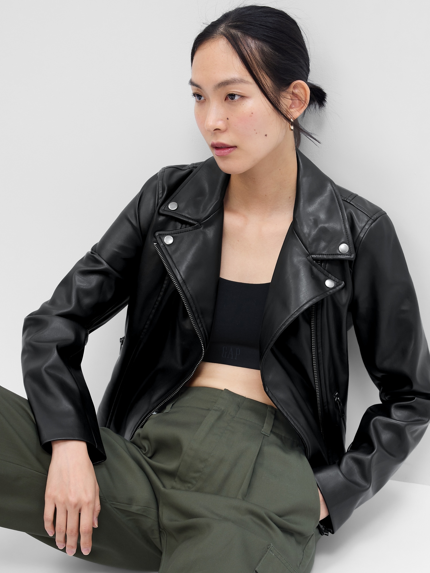 Women's Vegan Leather Moto Jacket