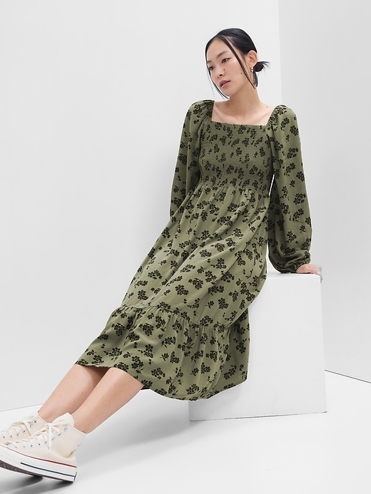 Image number 1 showing, Print Squareneck Midi Dress